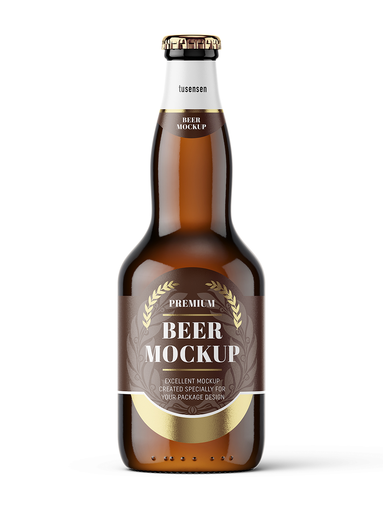 精致的啤酒瓶包装样机mockup插图