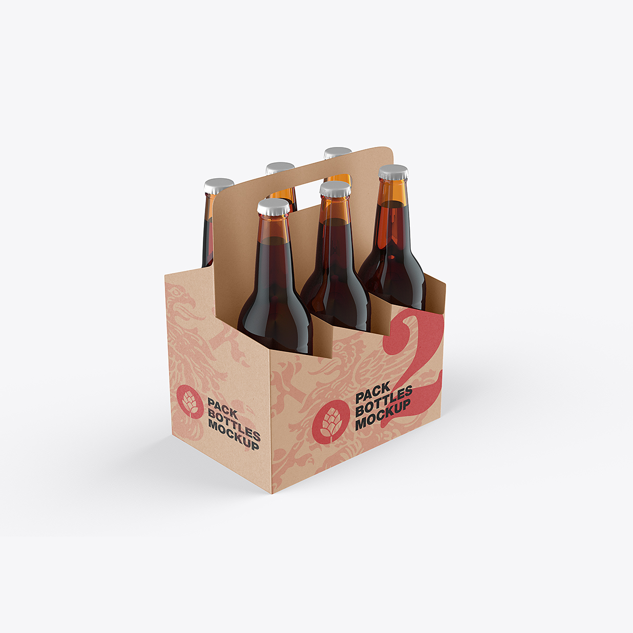 带牛皮纸箱的啤酒瓶包装样机mockup插图