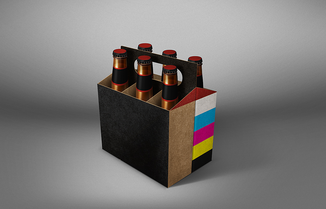 带纸箱的啤酒瓶包装样机mockup插图