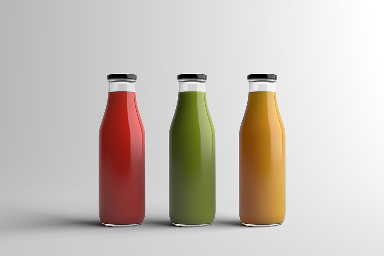 高质感果汁瓶饮料瓶玻璃瓶包装样机mockup3组插图