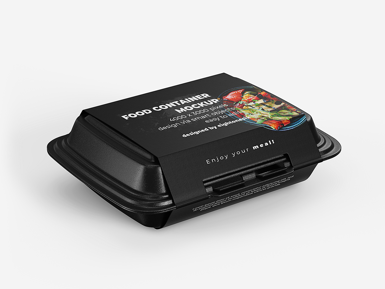 翻盖式餐盒外卖打包盒包装样机mockup插图