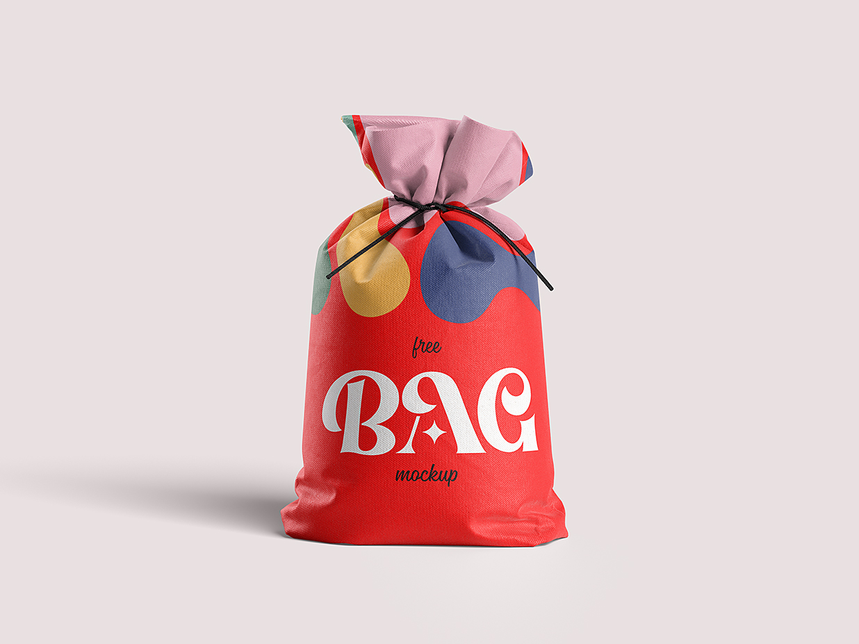 高质感抽绳束口袋包装样机mockup3组插图