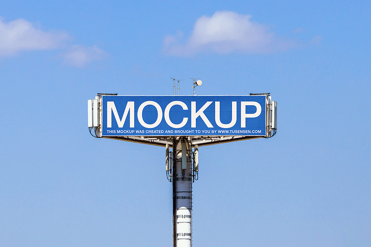 双面户外高速公路高炮广告牌样机mockup插图