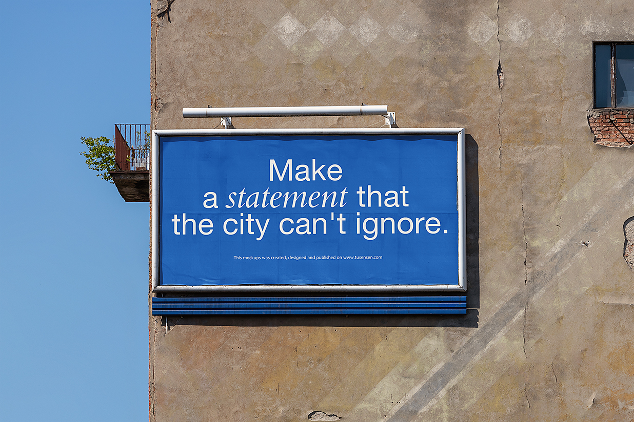 旧墙上的广告牌样机mockup插图