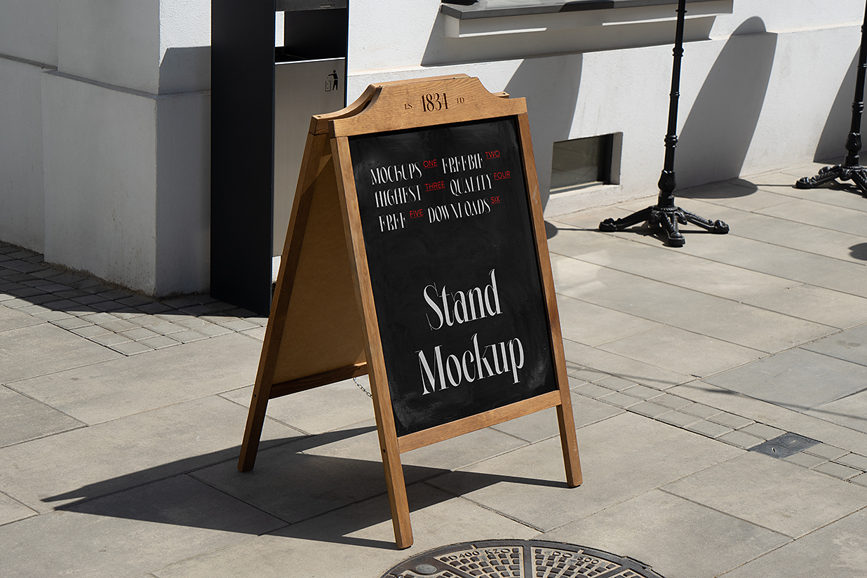 室外水牌立牌样机mockup插图