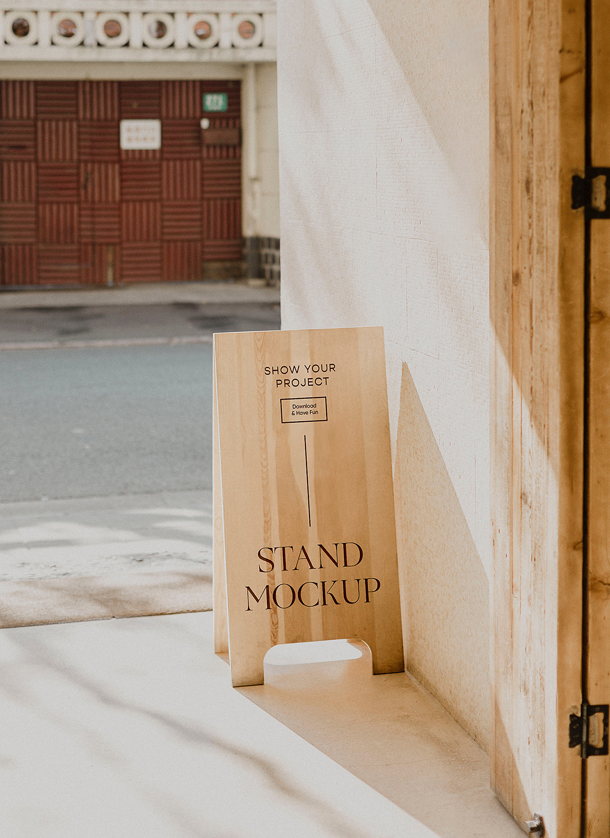 木质水牌立牌样机mockup插图