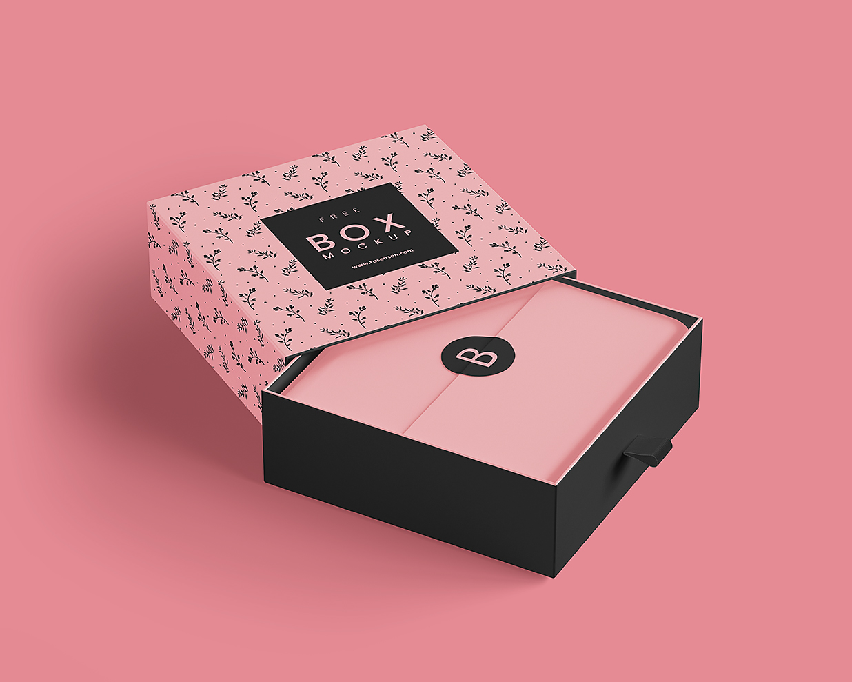 精致的质感抽拉盒包装盒礼品盒纸盒样机mockup3组插图