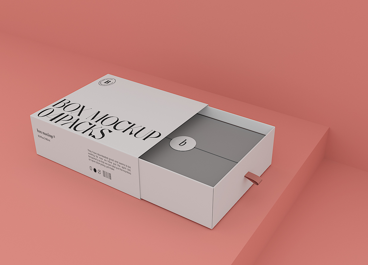 高质感抽拉盒包装盒纸盒样机mockup4组插图