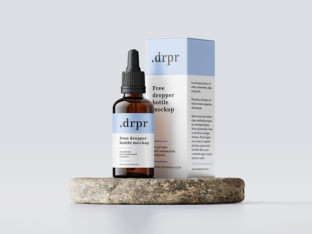 带包装盒的滴管瓶精华精油瓶样机mockup3组插图