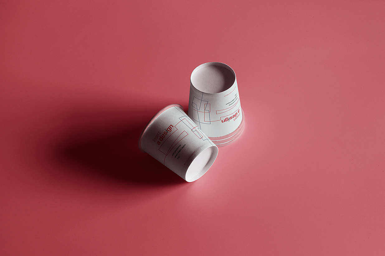 堆叠的一次性纸杯杯子样机mockup插图