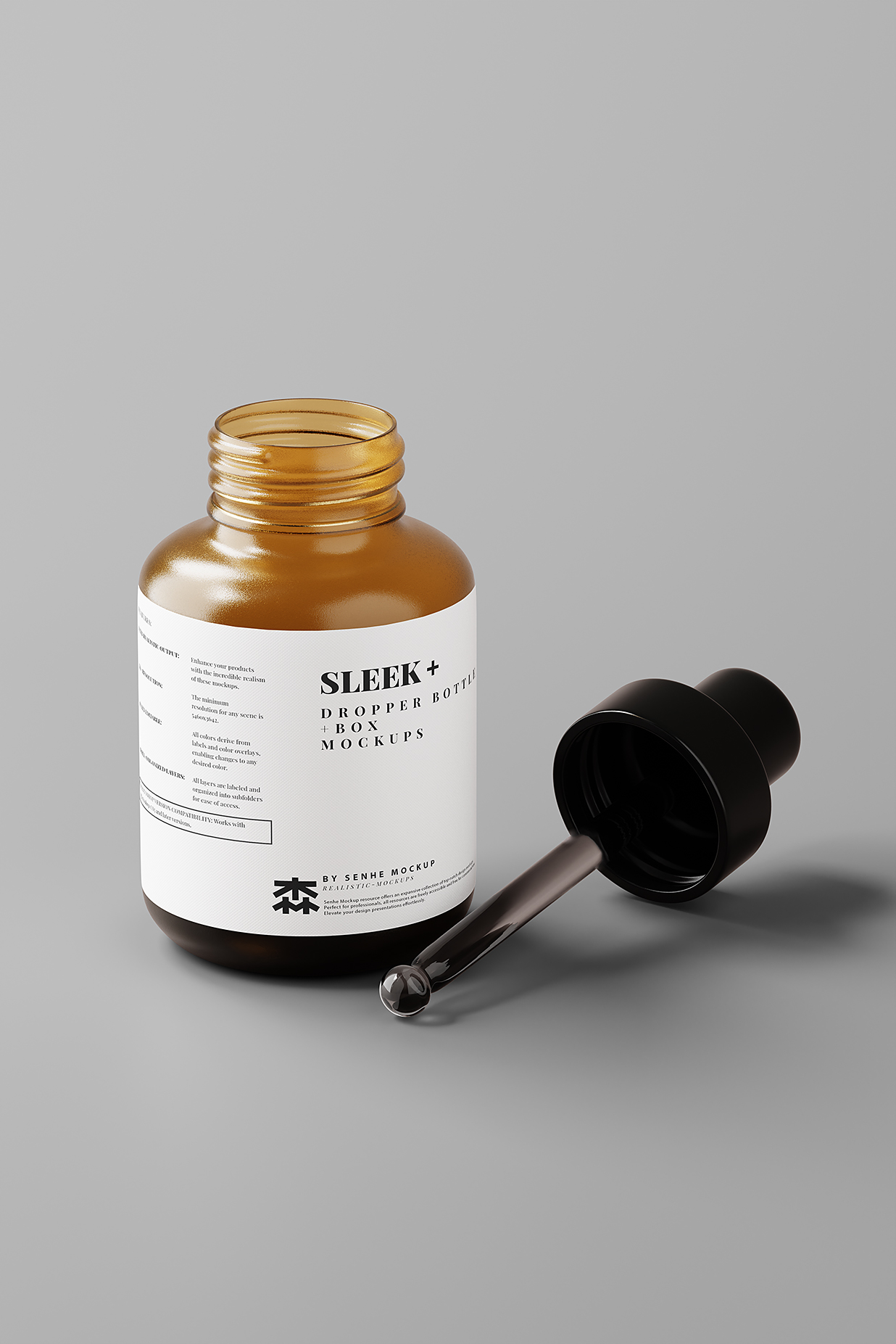 带包装盒的质感滴管瓶精华精油瓶样机mockup11组插图9