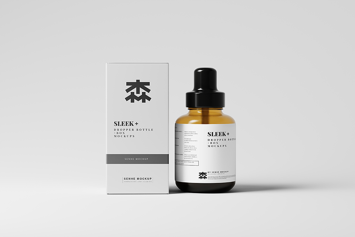 带包装盒的质感滴管瓶精华精油瓶样机mockup11组插图10