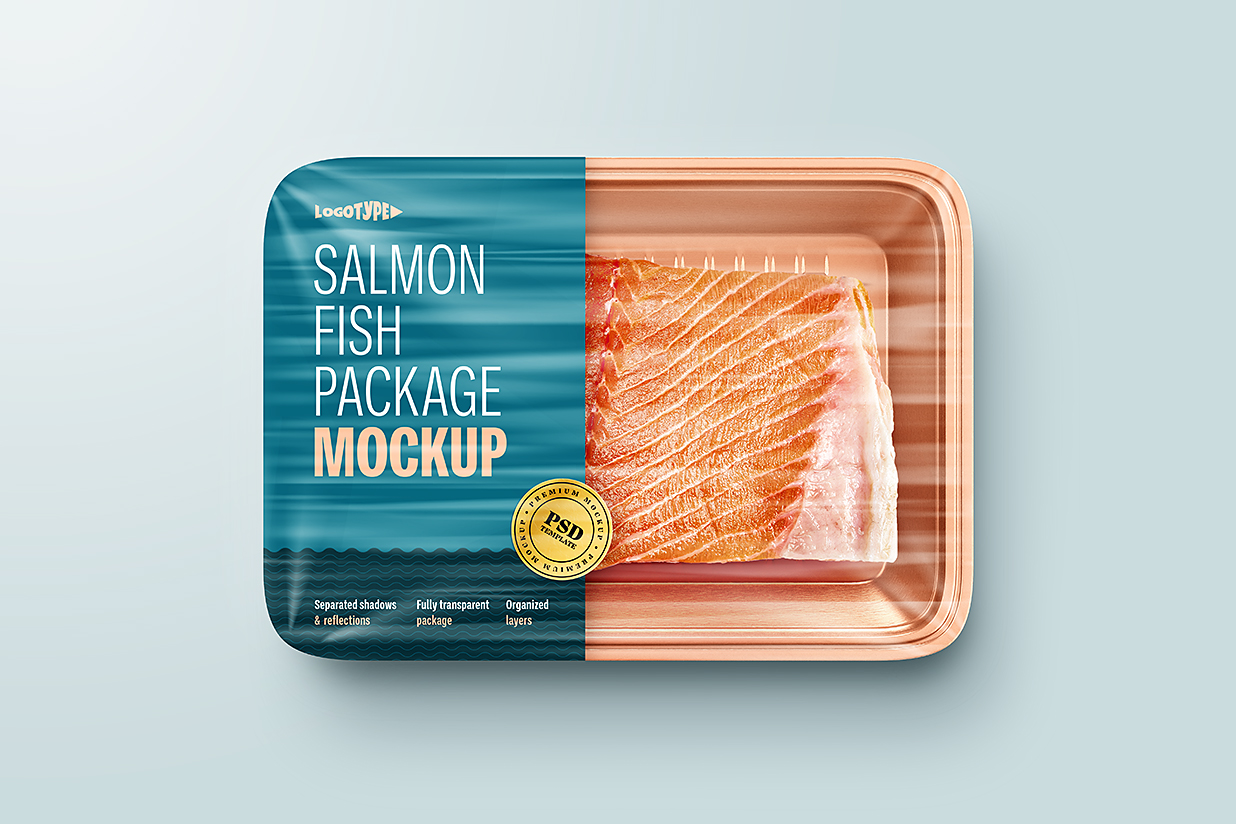 三文鱼食品盒包装样机mockup5组插图1