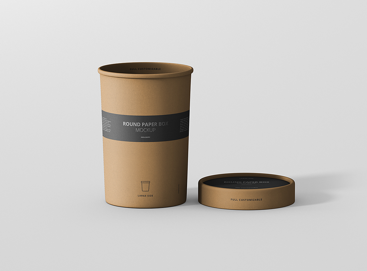 圆形牛皮纸纸筒杯包装盒样机mockup8组插图1