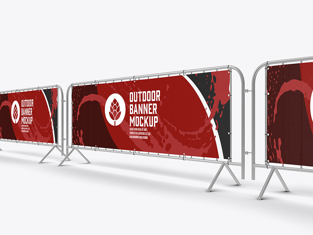 户外护栏围挡横幅广告样机mockup2组插图1