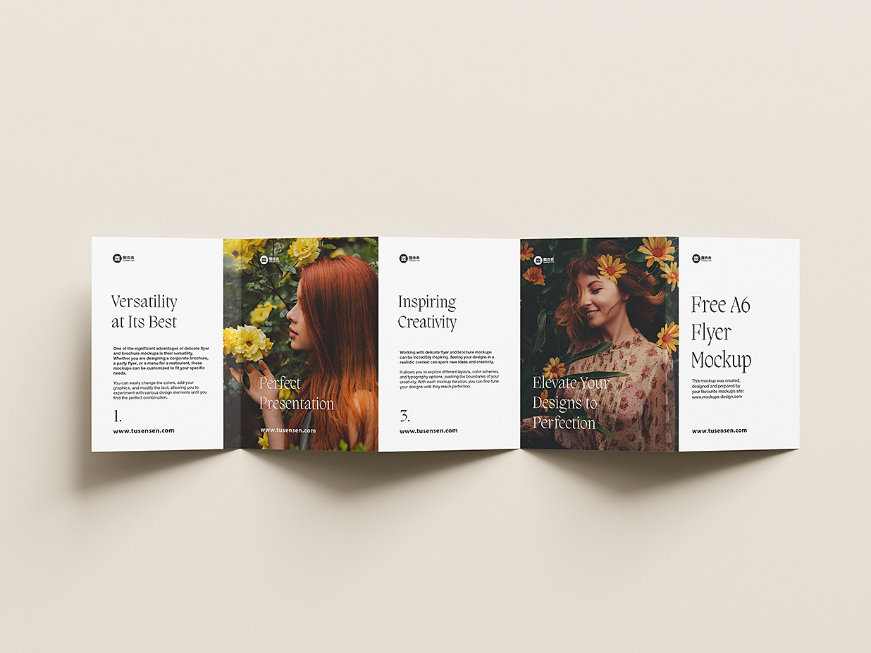 精致的折页五折页样机mockup5组插图1