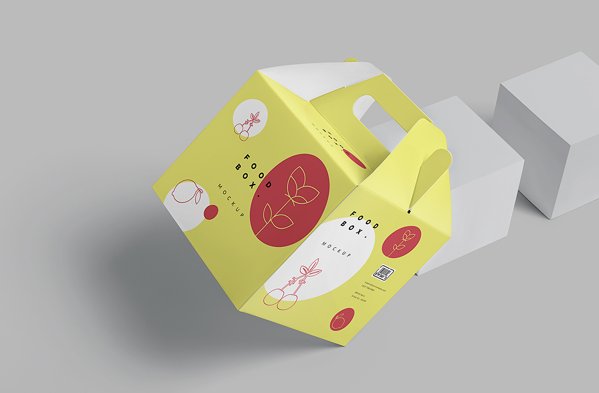 山顶盒打包盒外卖手提纸盒包装样机5组插图1