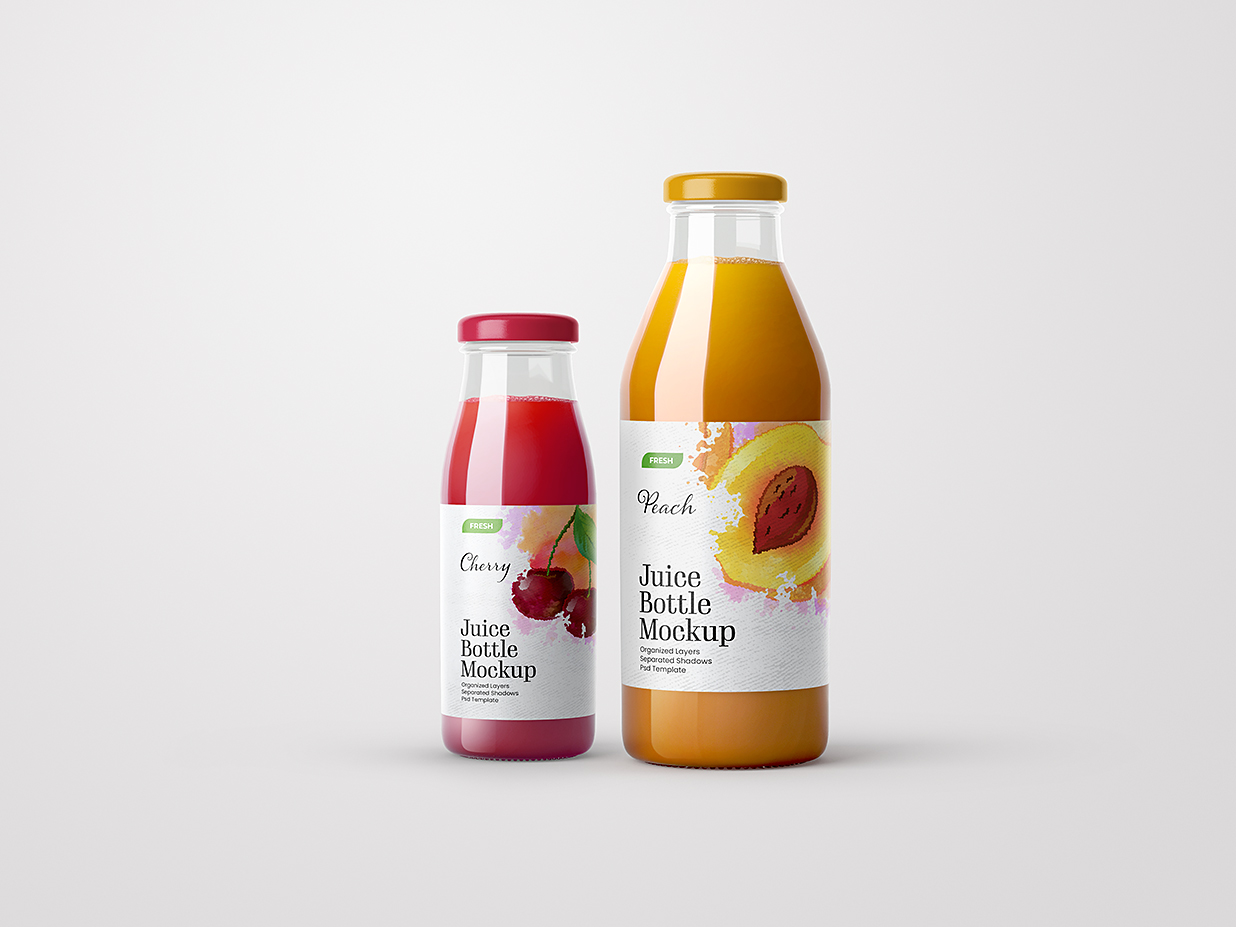 高质感果汁瓶玻璃瓶包装样机mockup5组插图1