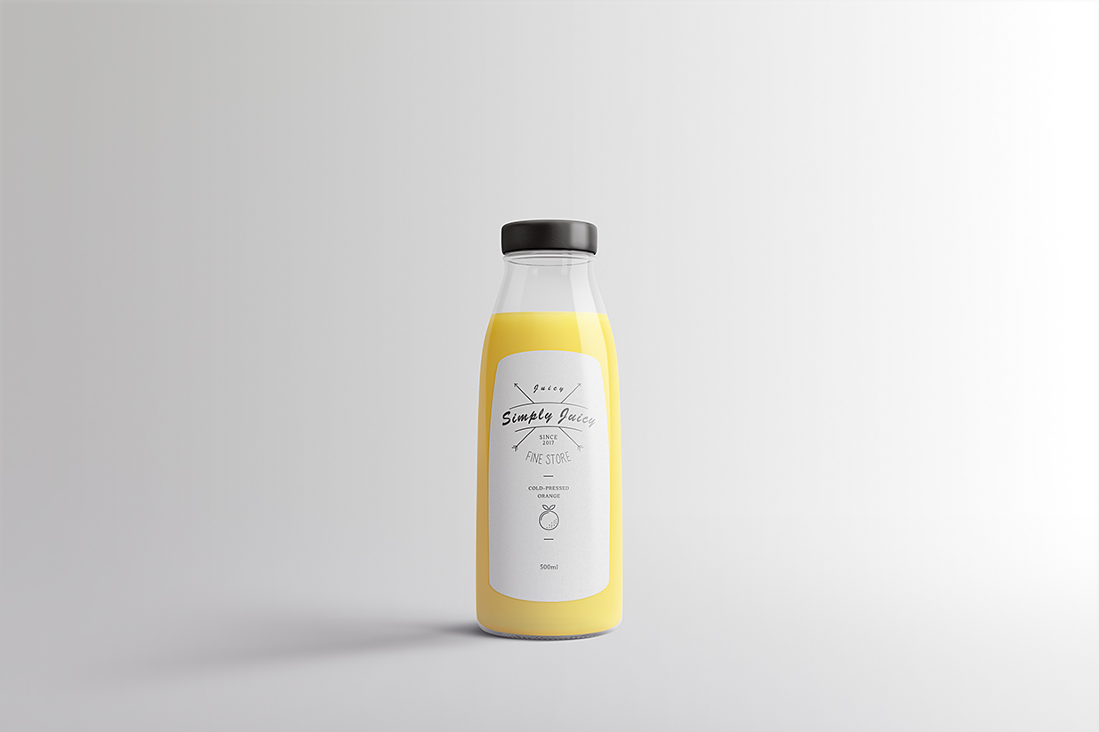 精致的果汁瓶饮料瓶玻璃瓶包装样机mockup4组插图1