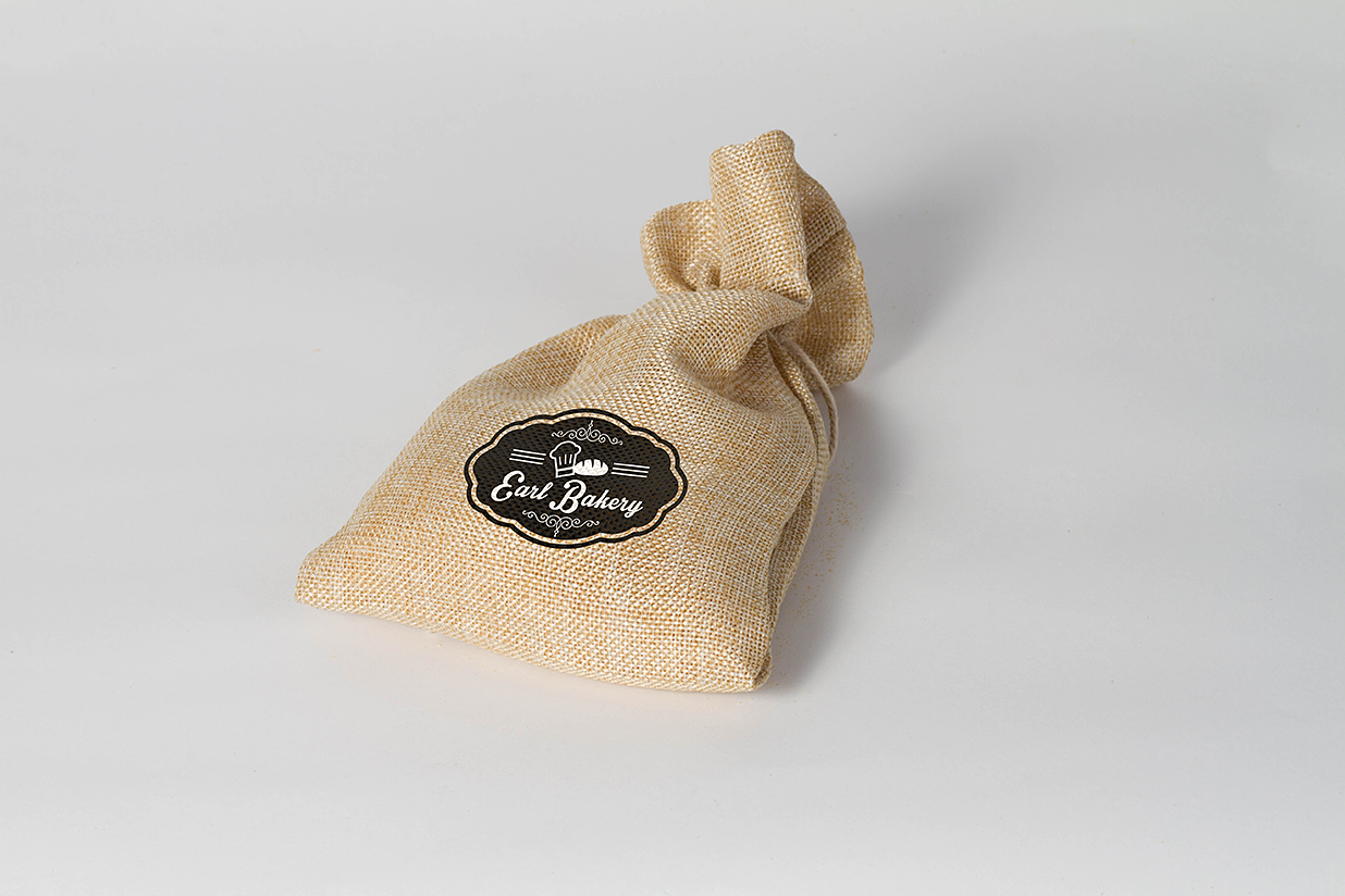 亚麻烘培束口袋收纳袋样机mockup2组插图1