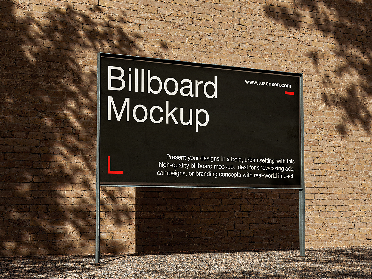 带墙面背景的户外广告牌样机mockup2组插图1