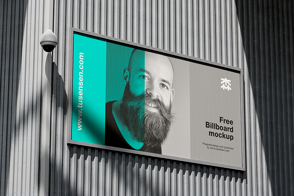 建筑墙上的户外广告牌样机mockup3组插图1