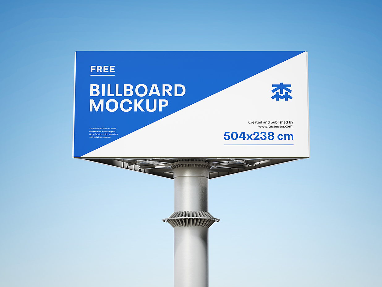 三面户外高速公路高炮广告牌样机mockup3组插图1