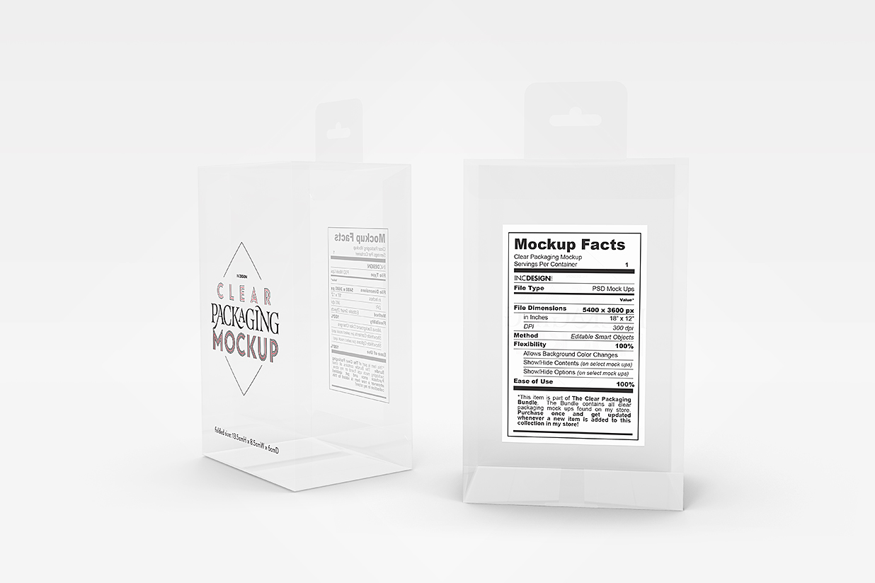 透明挂耳盒包装盒样机mockup2组插图1