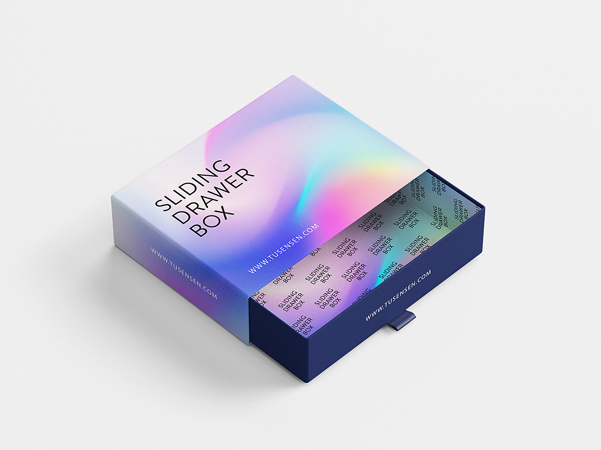 精致的抽拉盒包装盒礼品盒纸盒样机mockup6组插图1