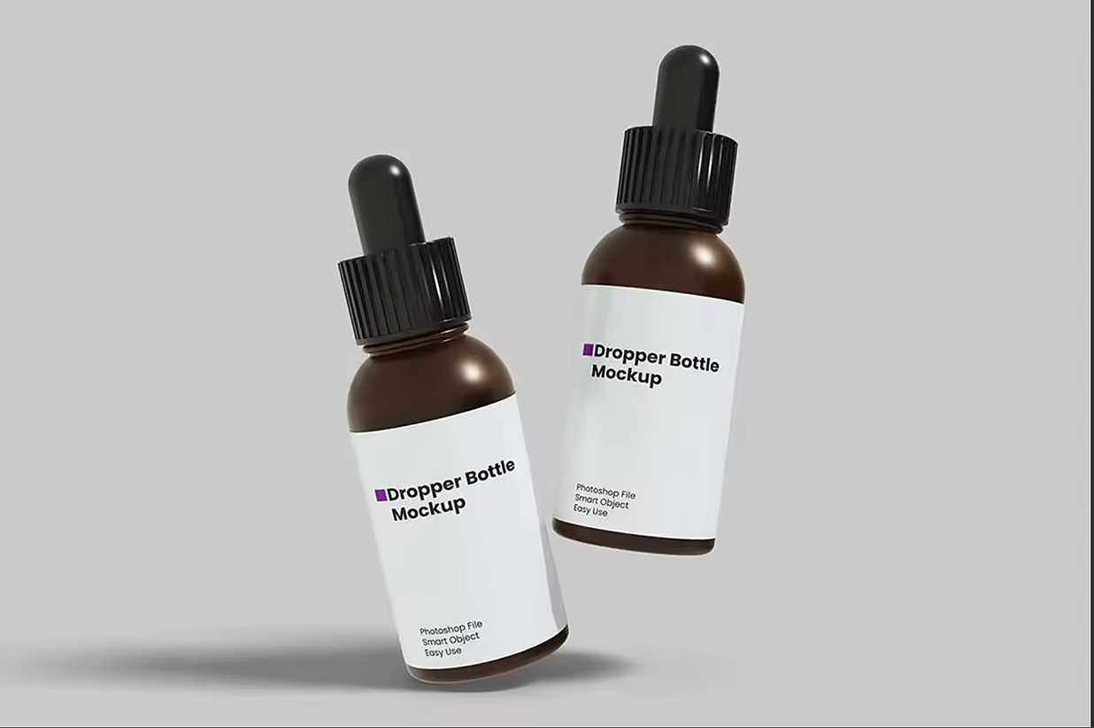 滴管瓶精华精油瓶样机mockup2组插图1