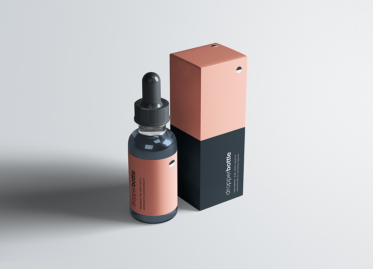 带包装盒的滴管瓶精华精油瓶样机mockup6组插图1