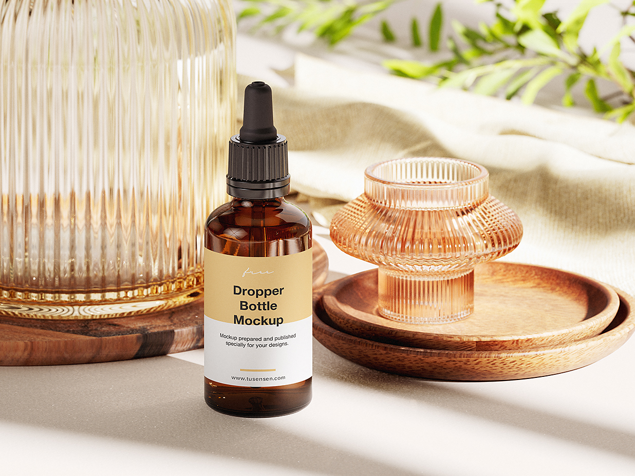 带场景的滴管瓶精华精油瓶样机mockup4组插图1