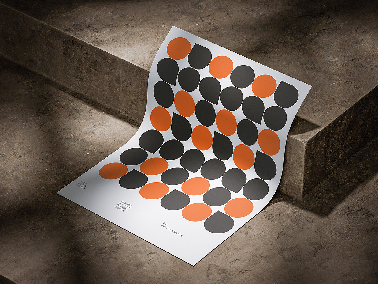 放在混泥土地面上的的高质感海报样机mockup3组插图1