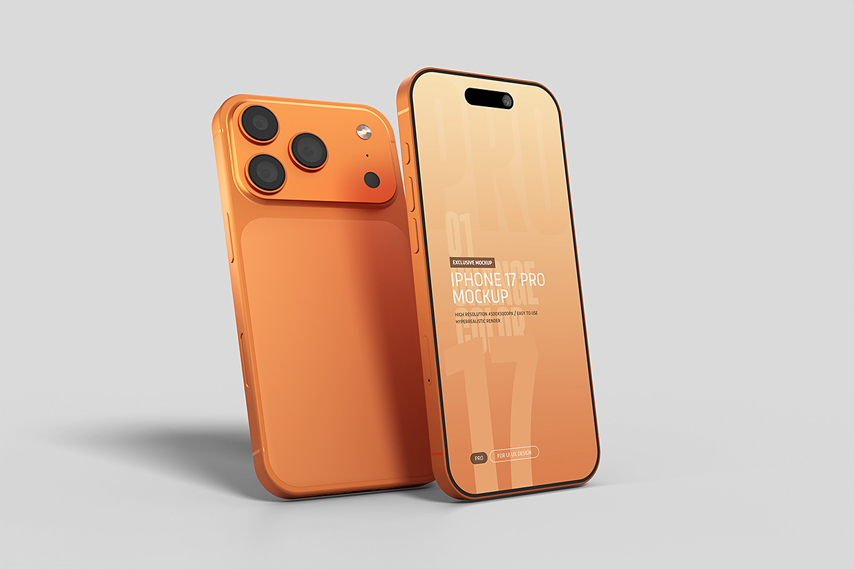 高质感iPhone 17 Pro苹果手机样机mockup2组插图1