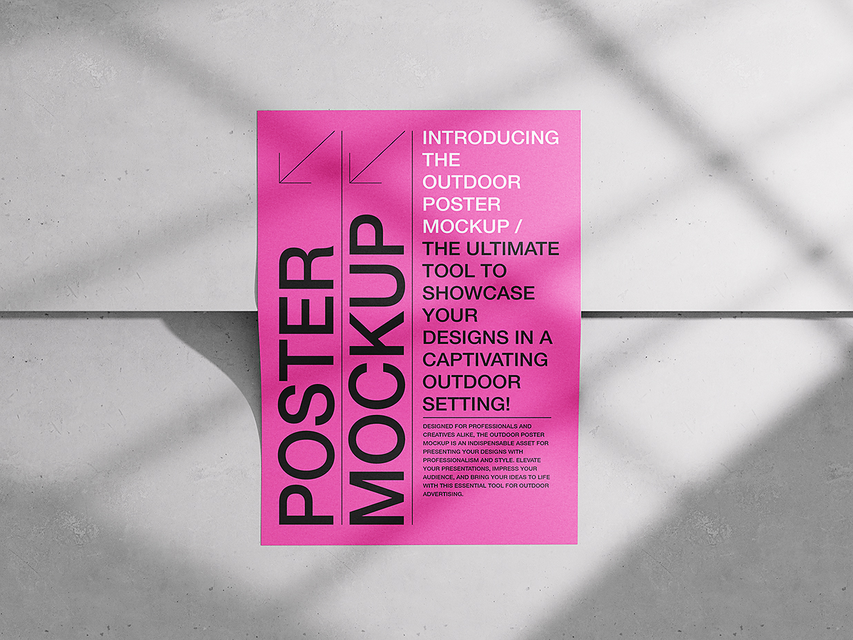 放在混泥土地面上的的高质感海报样机mockup4组插图1
