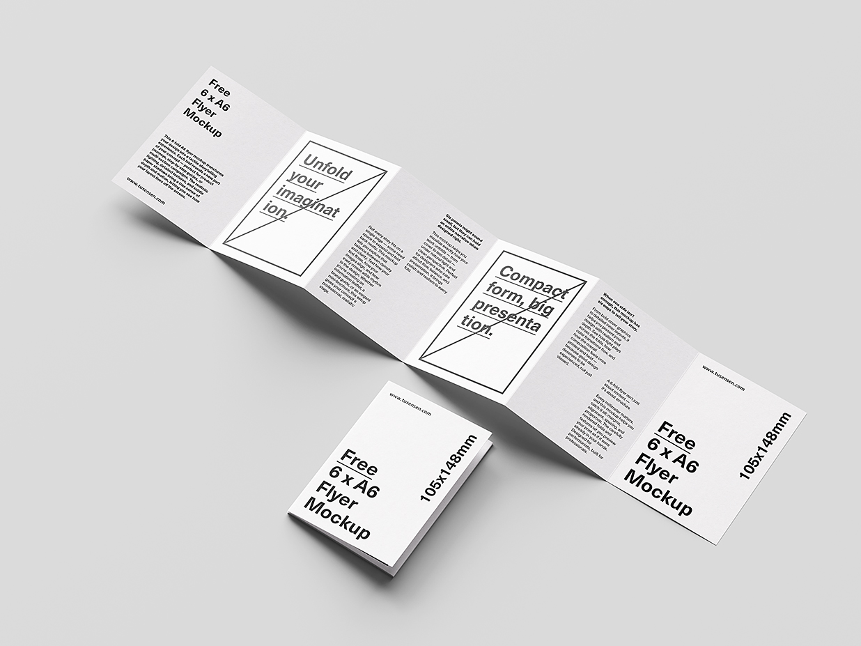 优雅的六折页宣传册样机mockup5组插图1