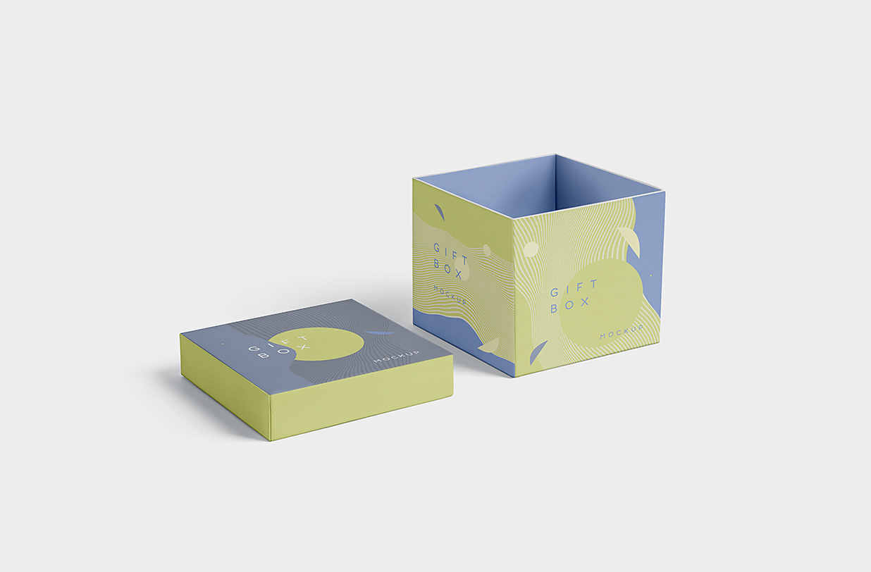 天地盖礼盒礼品盒纸盒包装盒样机mockup5组插图1