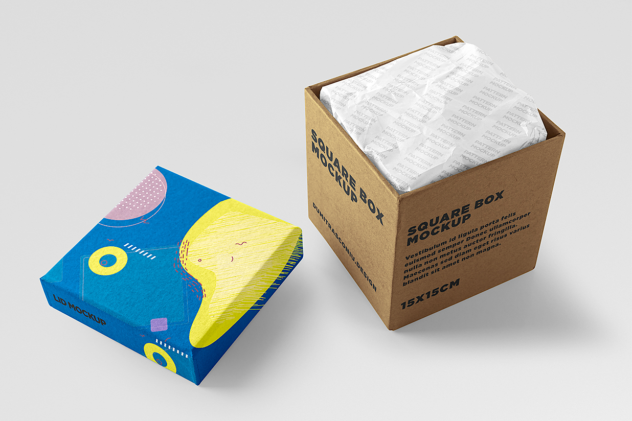 方形天地盖纸盒礼盒包装盒样机mockup4组插图1