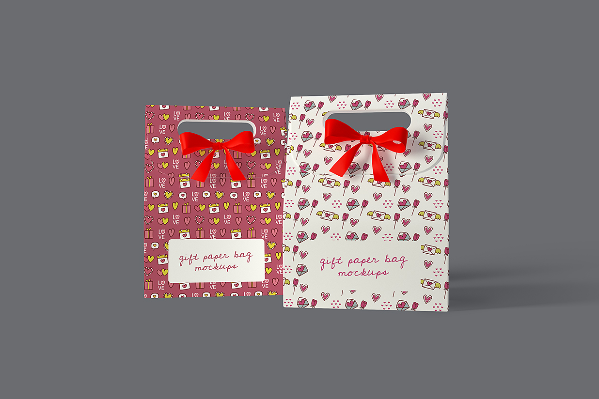 节日礼品袋礼物袋包装样机mockup3组插图2