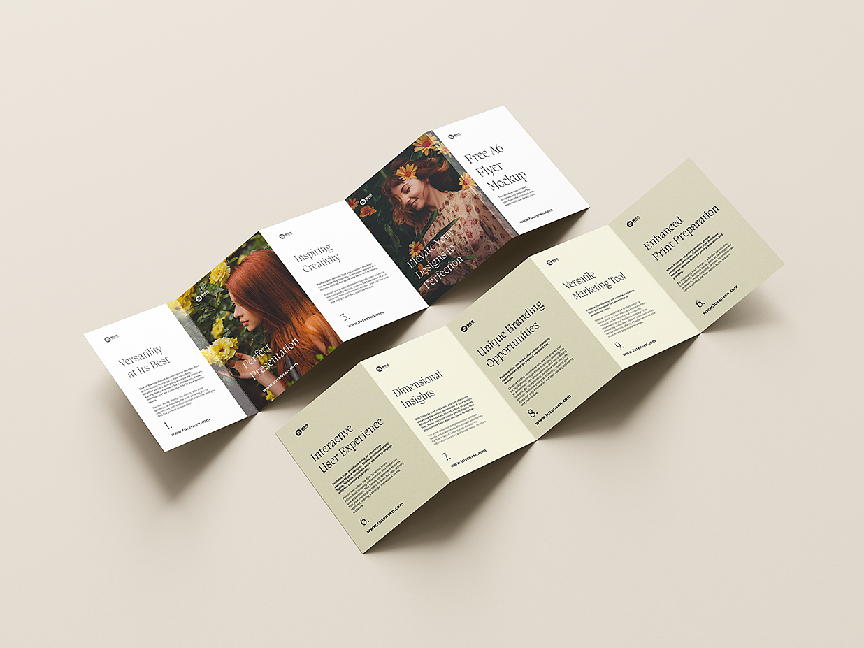 精致的折页五折页样机mockup5组插图2