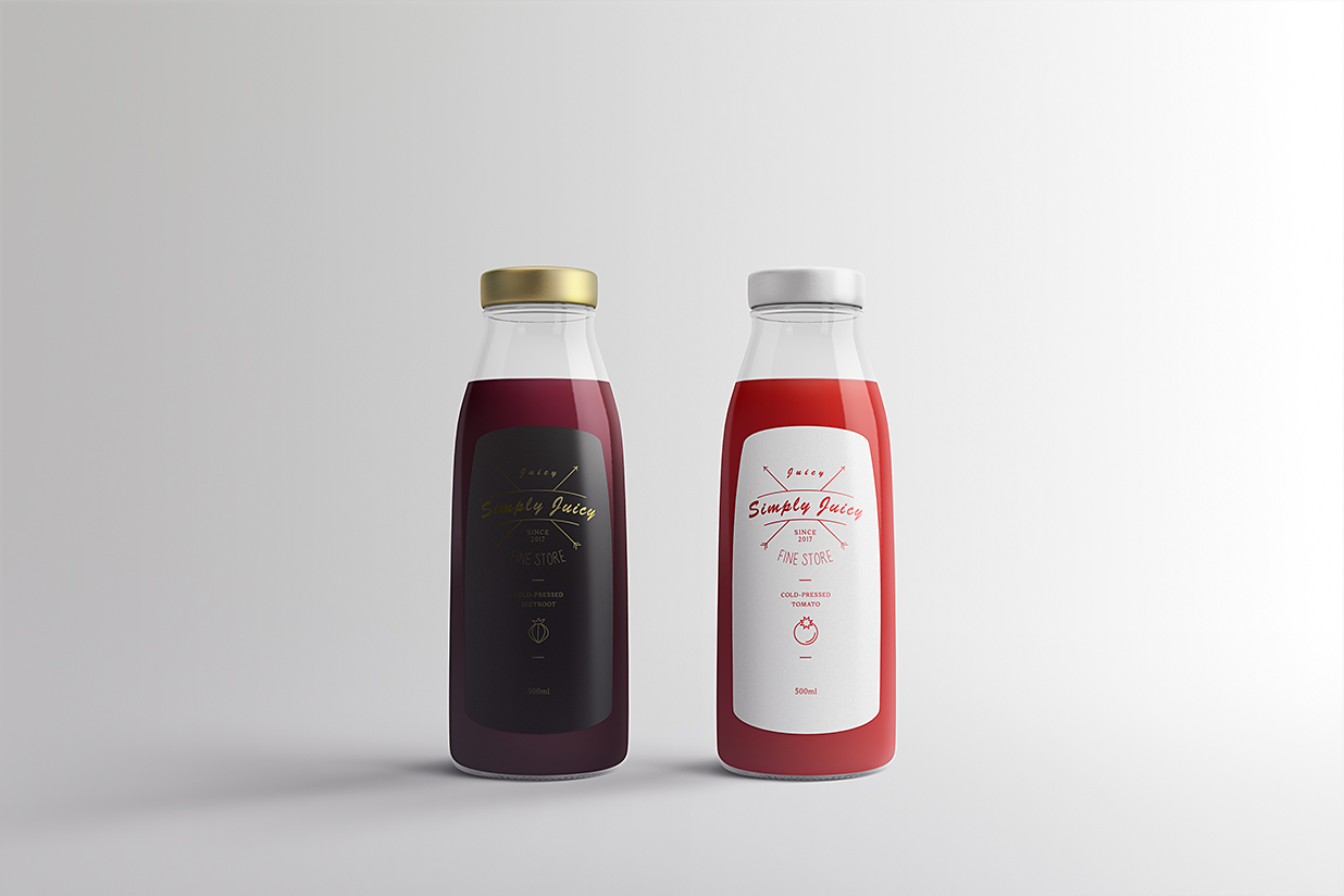 精致的果汁瓶饮料瓶玻璃瓶包装样机mockup4组插图2
