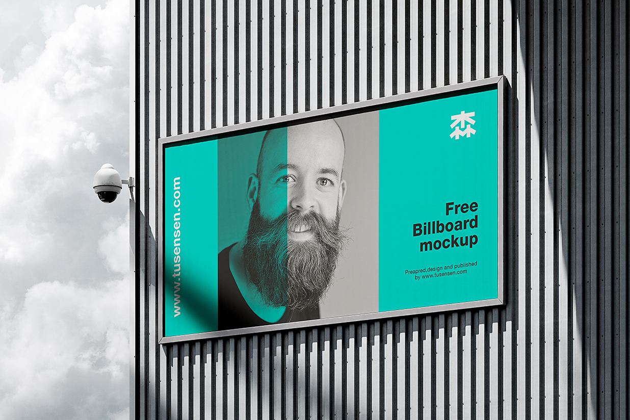 建筑墙上的户外广告牌样机mockup3组插图2