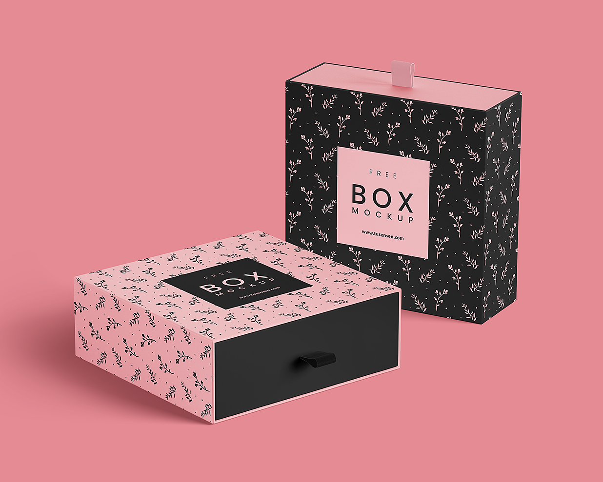 精致的质感抽拉盒包装盒礼品盒纸盒样机mockup3组插图2