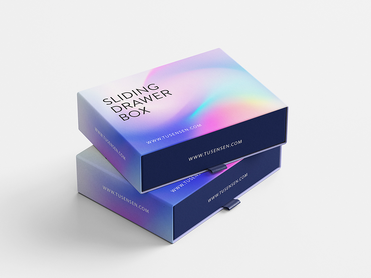 精致的抽拉盒包装盒礼品盒纸盒样机mockup6组插图2