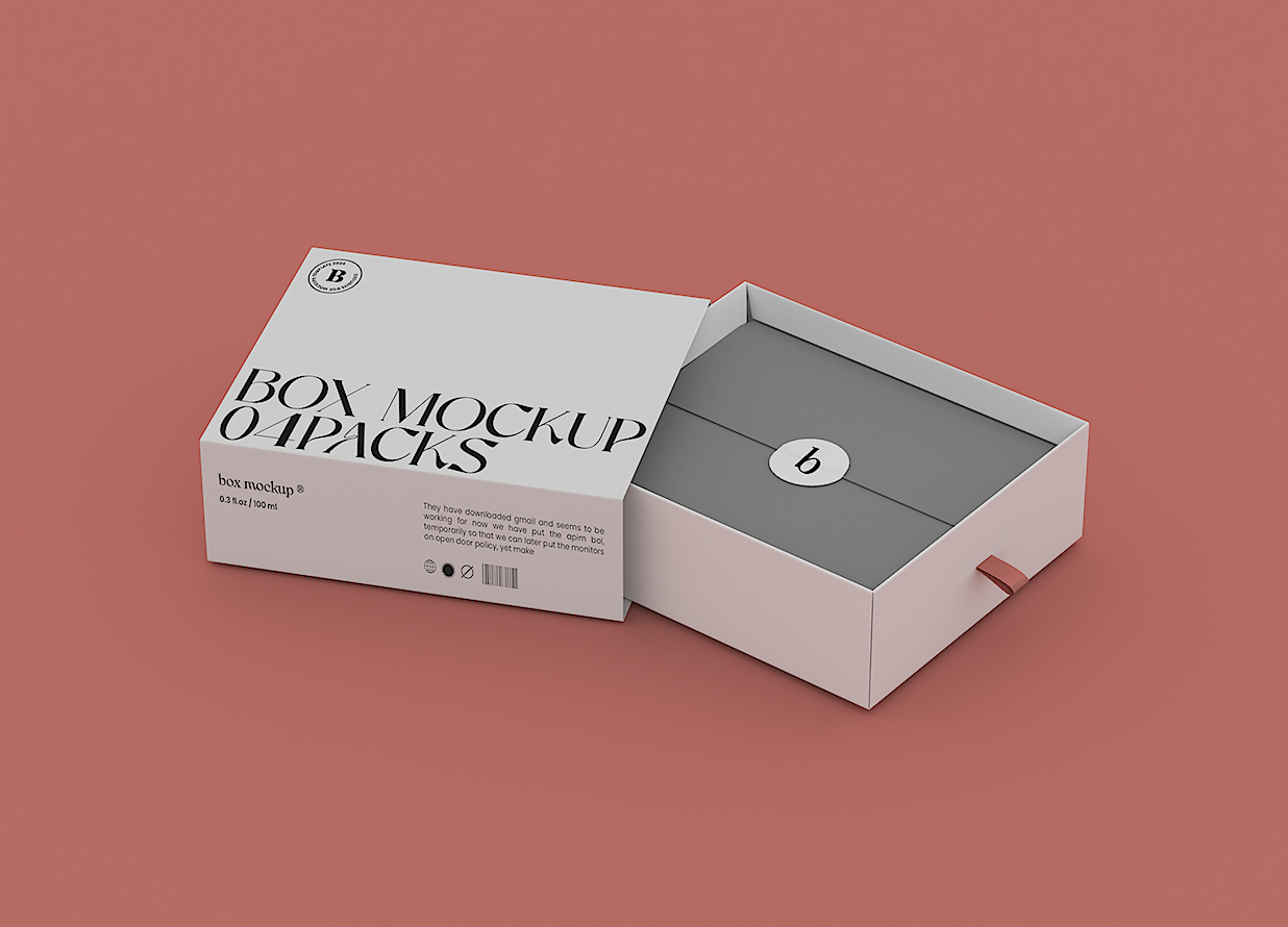 高质感抽拉盒包装盒纸盒样机mockup4组插图2