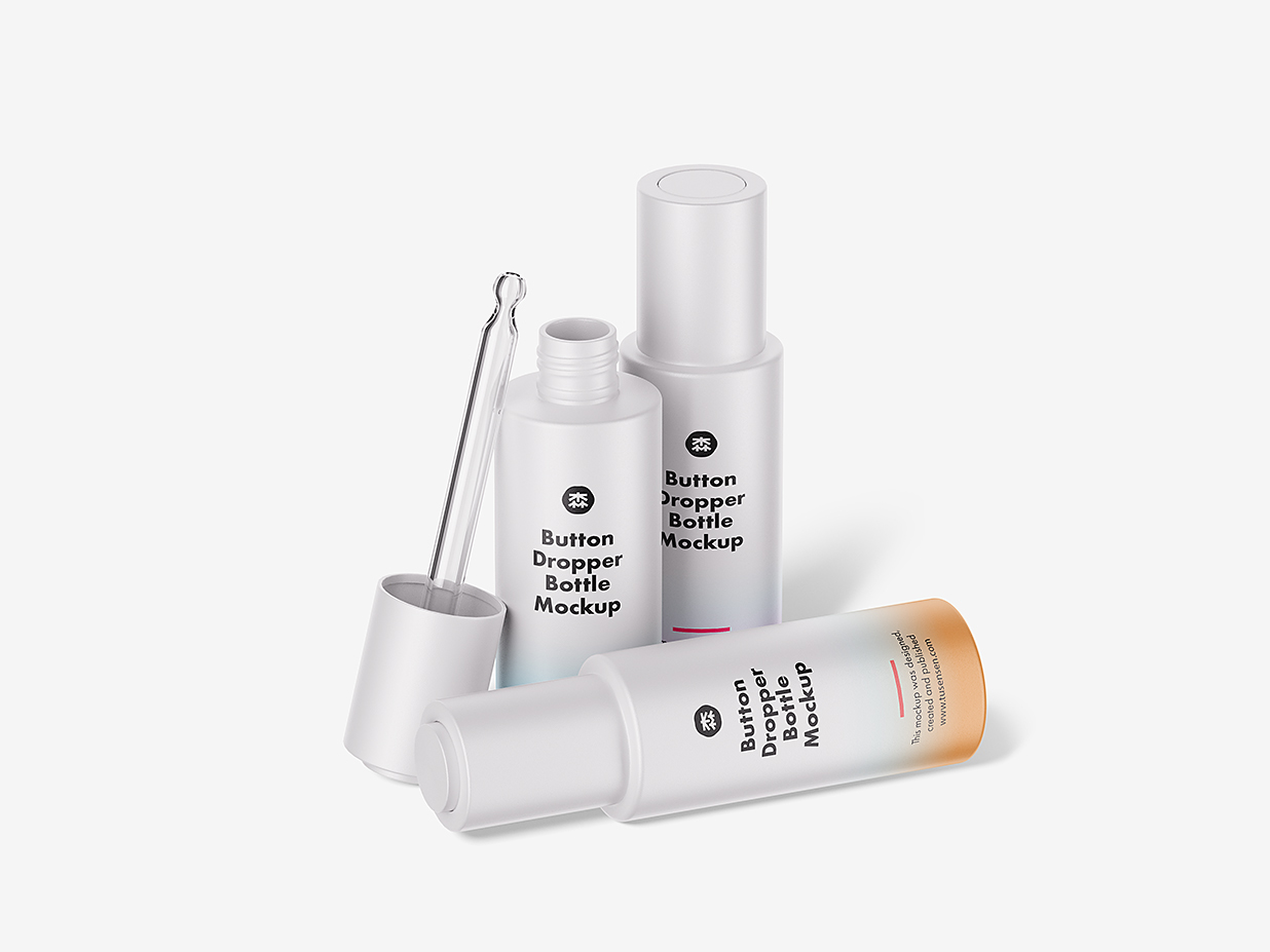 精致的滴管瓶精华精油瓶样机mockup4组插图2