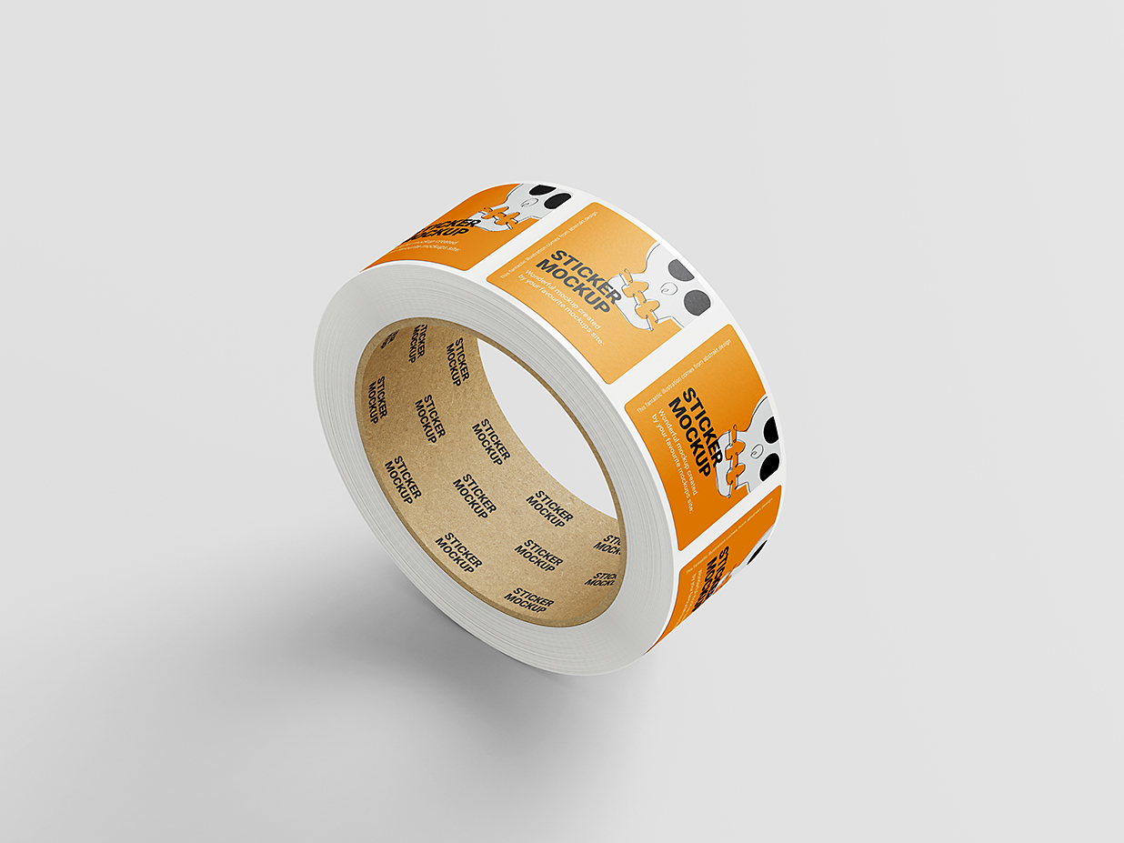 圆形卷式贴纸样机mockup5组插图2