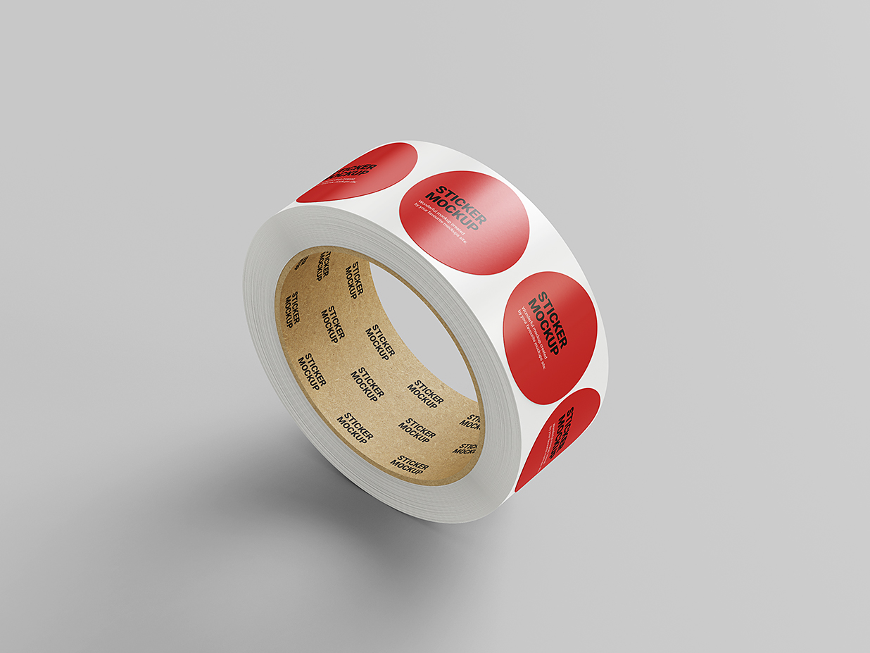 高质感圆形卷式贴纸样机mockup5组插图2