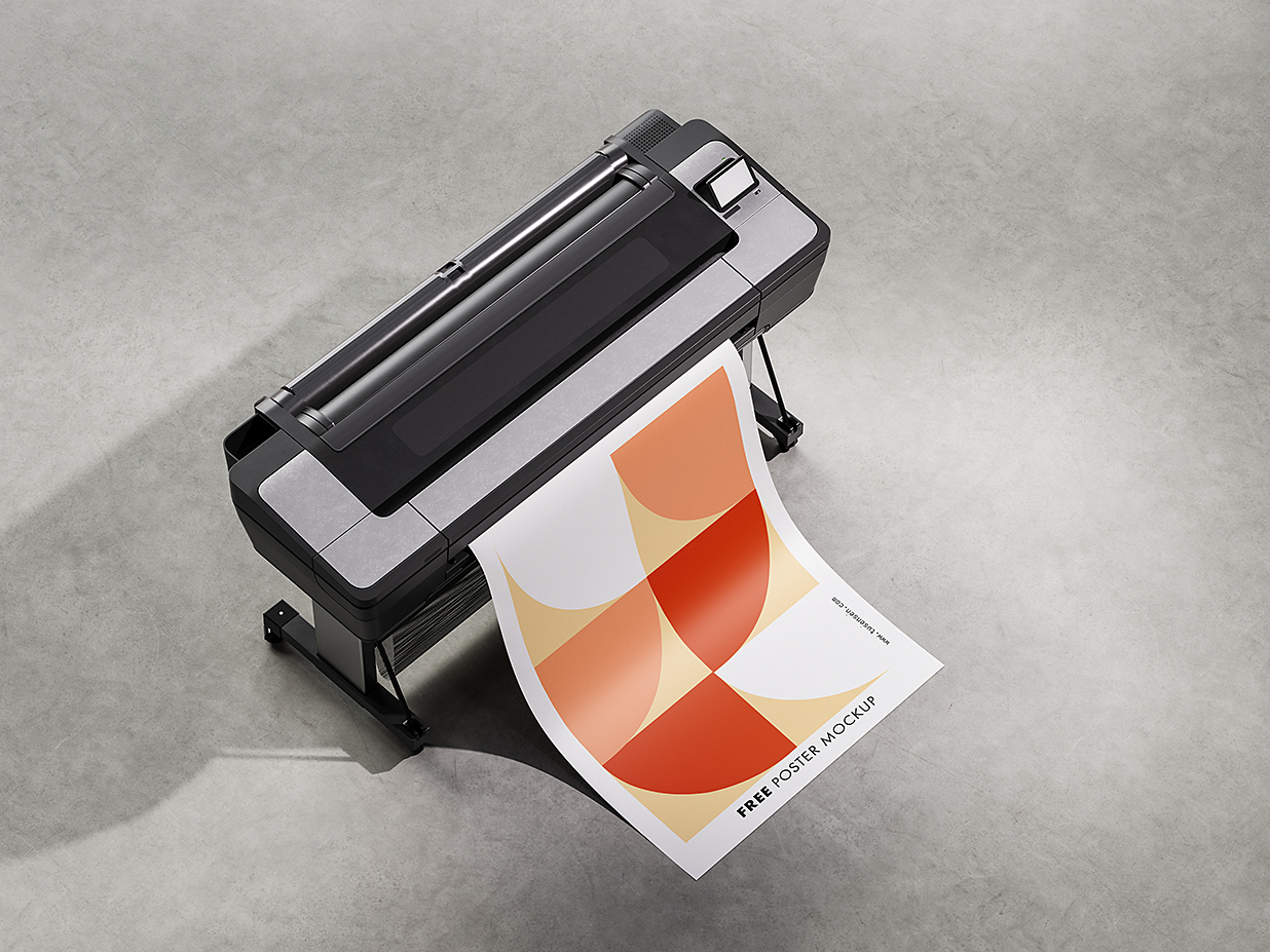 带印刷机的海报样机mockup4组插图2