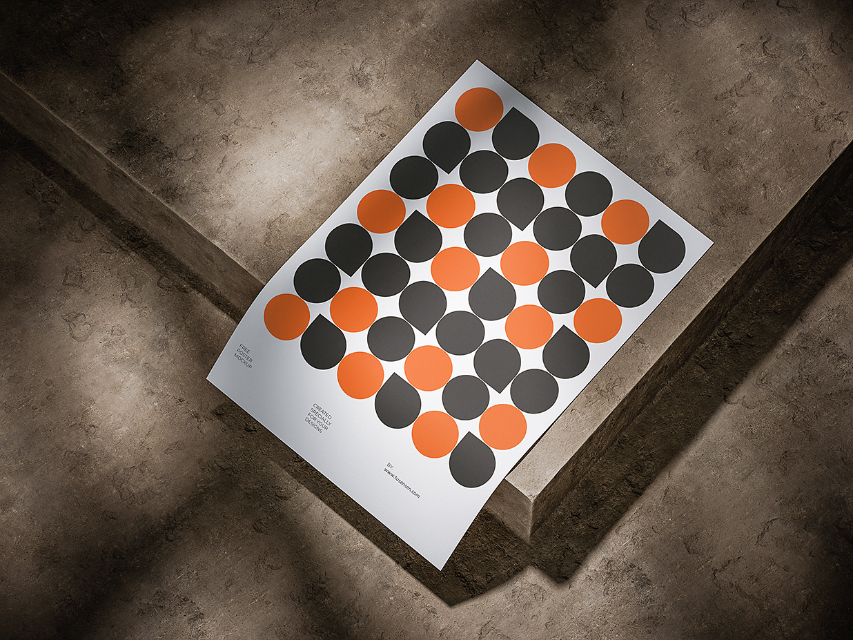 放在混泥土地面上的的高质感海报样机mockup3组插图2